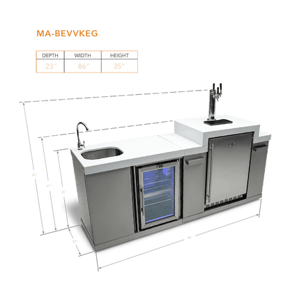 Mont Alpi Outdoor Cooking > Outdoor Kitchens > Refrigeration > Island Mont Alpi Stainless Steel Outdoor Entertainment and Prep Centre with Sink, Beverage Fridge and Kegerator