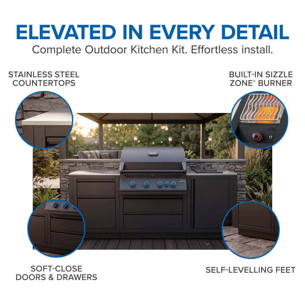 Napoleon Outdoor Cooking > Outdoor Kitchens > Islands Natural Gas Napoleon Matte Black Oasis Island