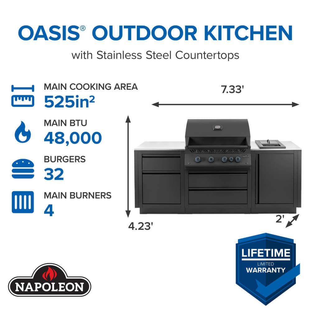 Napoleon Outdoor Cooking > Outdoor Kitchens > Islands Natural Gas Napoleon Matte Black Oasis Island