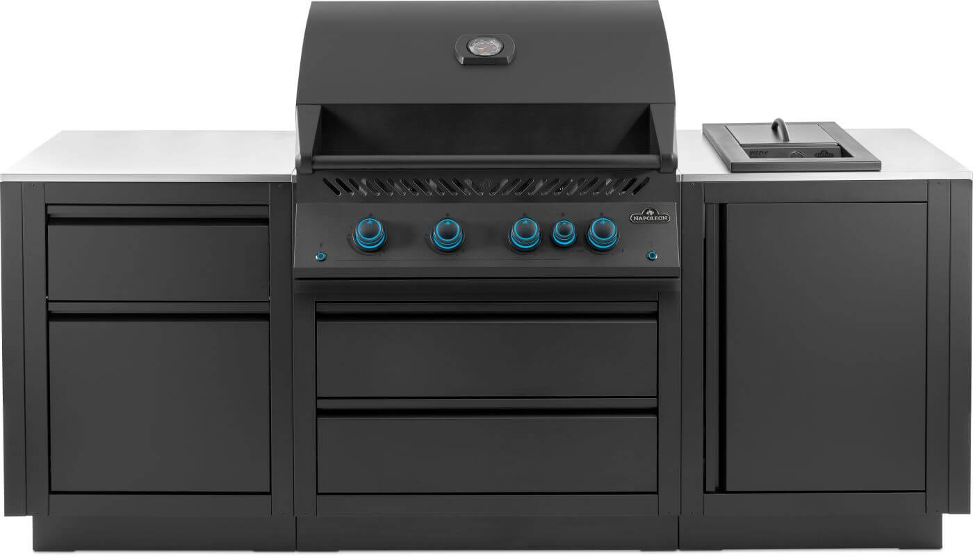 Napoleon Outdoor Cooking > Outdoor Kitchens > Islands Natural Gas Napoleon Matte Black Oasis Island