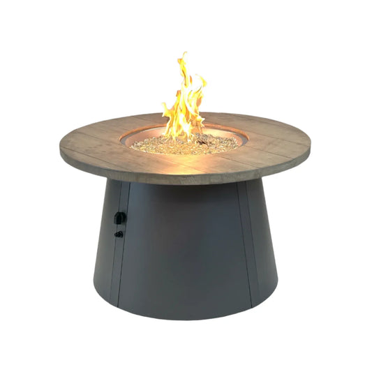 Outdoor GreatRoom Company Outdoor Living > Firepits > Gas Firepits Outdoor GreatRoom Company Cirvalo Smokey Oak Round  Fire Table