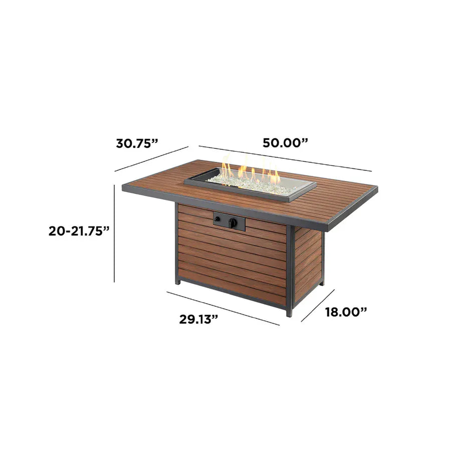 Outdoor GreatRoom Company Outdoor Living > Firepits > Gas Firepits Outdoor GreatRoom Kenwood Rectangular 50" x 31" Fire Table