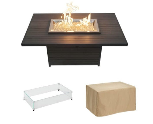 Outdoor GreatRoom Company Outdoor Living > Firepits > Gas Firepits Propane / FREE Cover and Glass Guard with Purchase of Fire Table Outdoor GreatRoom Brooks Rectangular 50" x 31" Fire Table