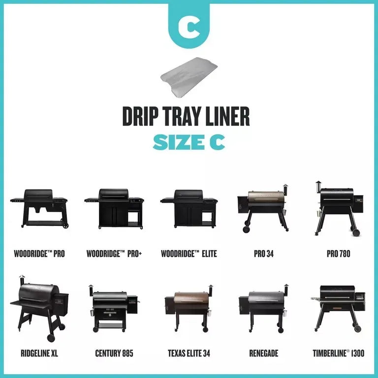 Traeger Barbecue Accessories > Cleanup & Maintenance > Grease Tray & Liners Traeger Drip Tray Liner Size C 5 Pack