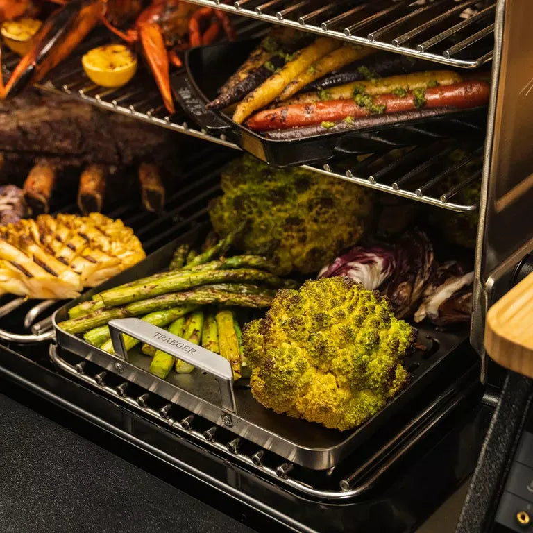 Traeger Barbecue Accessories > Grill Toppers > Pots & Pans Traeger ModiFIRE Fish and Veggie Stainless Steel Grill Tray