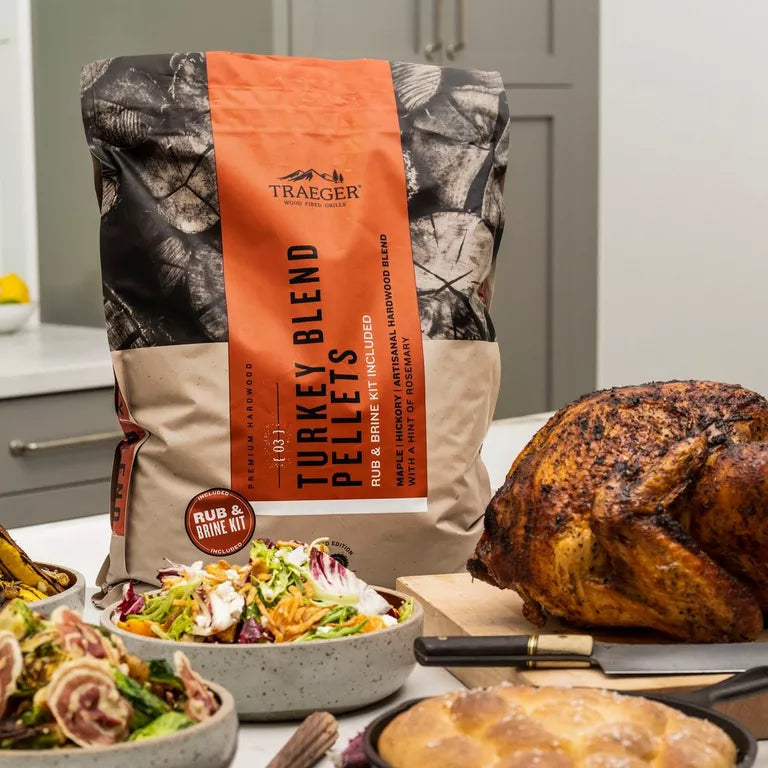 Traeger Turkey Blend Pellets with Brine & Rub Kit  - 18lbs