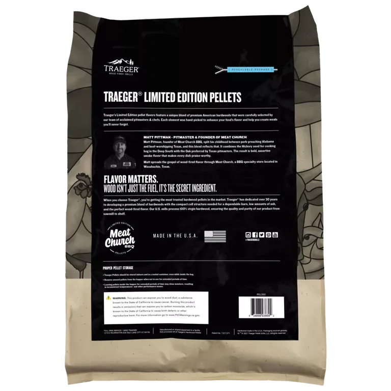 Traeger Wood & Charcoal > Smoke Pellets Traeger Pellets Limited Edition Meat Church Blend - 18lbs