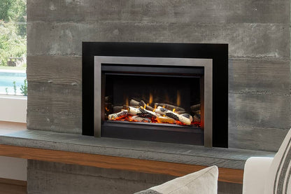 Valor Fireplaces > Electric Fireplaces > Insert Birch Logs / Clearview Front - Vintage Iron / Backing Plate - Black Valor GE3 Electric Fireplace Insert