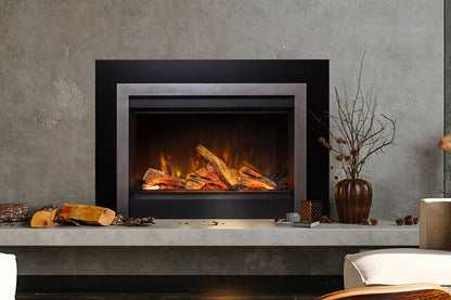Valor Fireplaces > Electric Fireplaces > Insert Splitwood Logs / Clearview Front - Vintage Iron / Backing Plate - Black Valor GE3 Electric Fireplace Insert