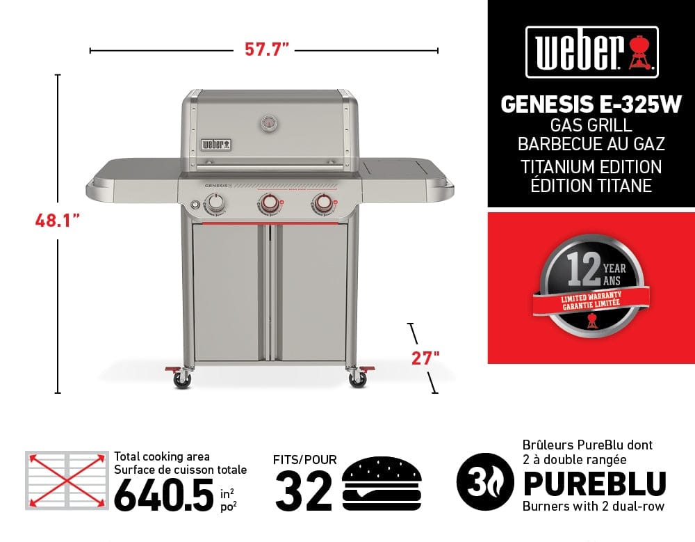 Weber Outdoor Cooking > Gas Grills > BBQs Weber Genesis E-325W Gas Grill Titanium Edition