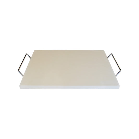 Extra Thick Rectangular Ceramic Pizza Stone with Stainless Steel Handles0 - Barbecues Galore