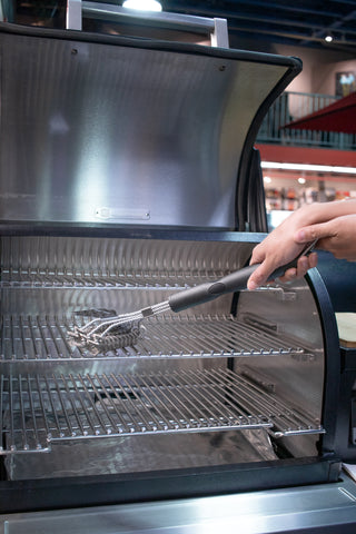 Traeger Timberline Pellet Smoker with Stainless Steel Cooking Grids -Stainless Steel Bristle Free Grill Brush with Metal Scraper - Barbecues Galore