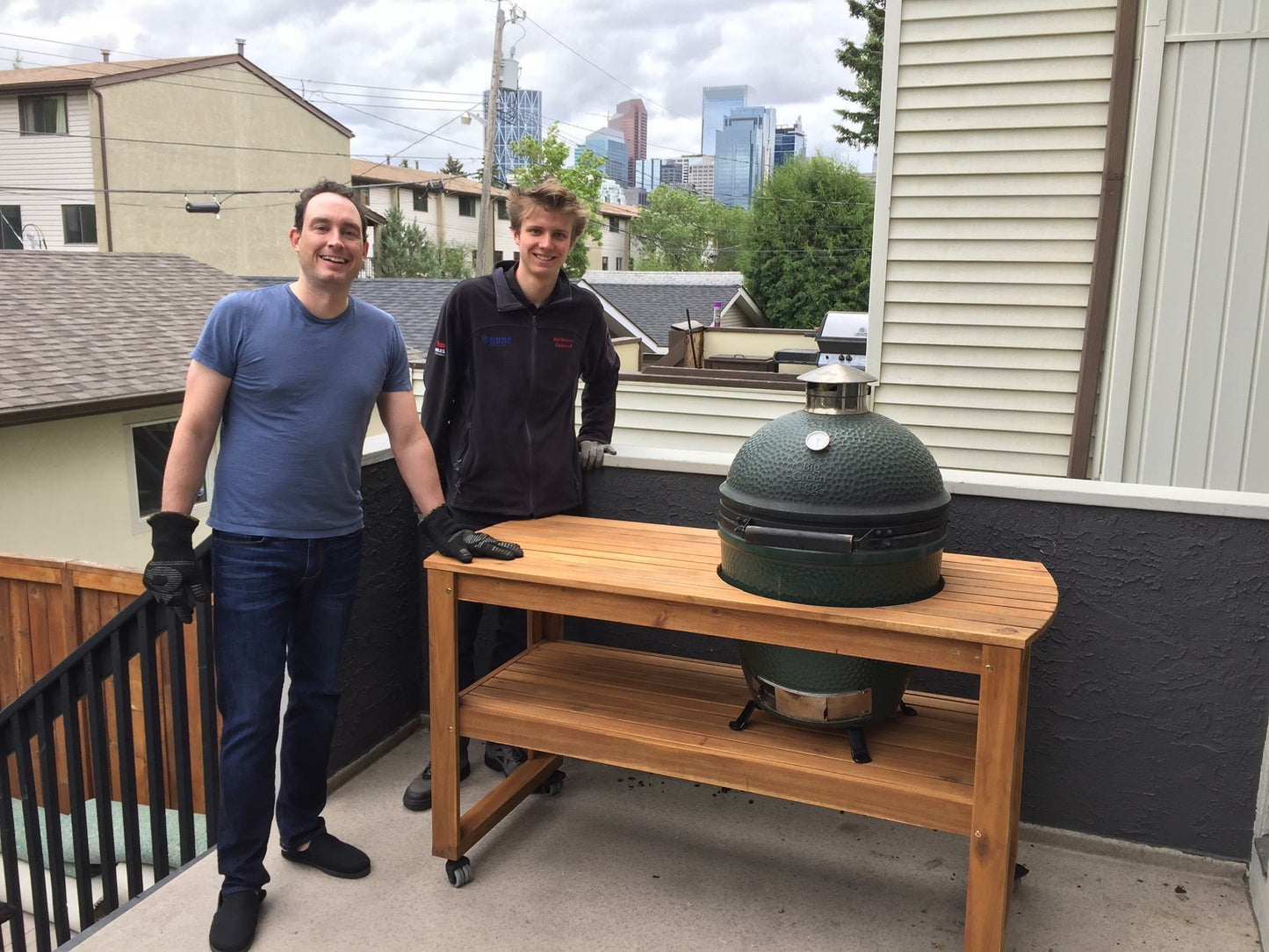 Acacia Wood Table for Big Green Egg Charcoal Grill
