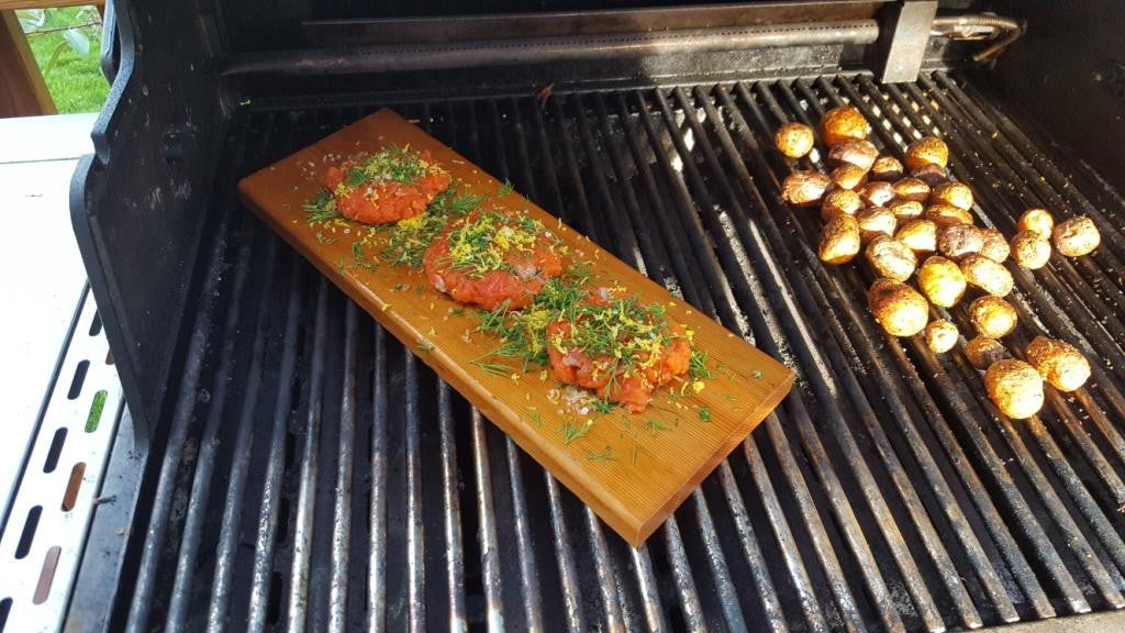 Cedar planked burgers