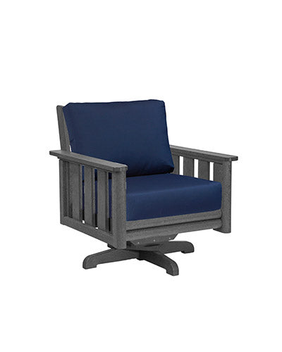 C.R. Plastic Products Stratford Deep Seating Swivel Chair (x4) - Slate Grey Frame with Canvas Navy Sunbrella Cushions