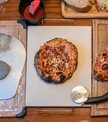 Homemade BBQ Pizza on Extra Thick Ceramic Pizza Stone 