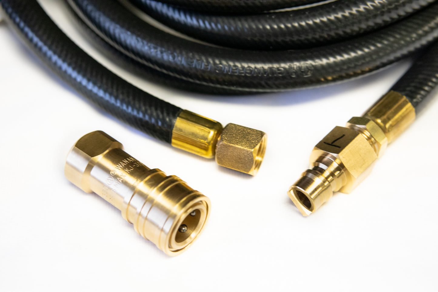 1/2" and 3/8" Natural Gas Hose and Fittings Female Flare, Male Pipe Threaded, Quick Disconnect Nipple and Coupler, 