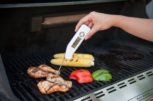 Brander Therma Wand Instant Read Meat Thermometer Checking Barbecue Chicken on Weber Grill Summit ONLY at Barbecues Galore