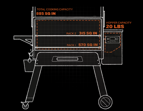 Traeger Ironwood 885 Pellet Grill Dimensions Cooking Space