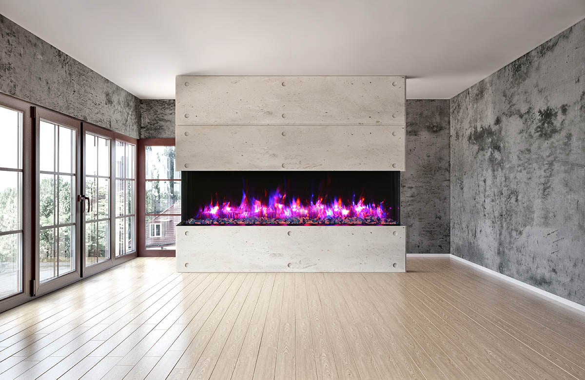Amantii Tru-View XT 88" 3-Sided Linear Electric Fireplace | Barbecues Galore: Burlington, Oakville, Etobicoke & Calgary.