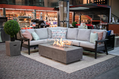 1867 The Brannan Rectangular Fire Table - Natural Gas Lifestyle with Patio furniture