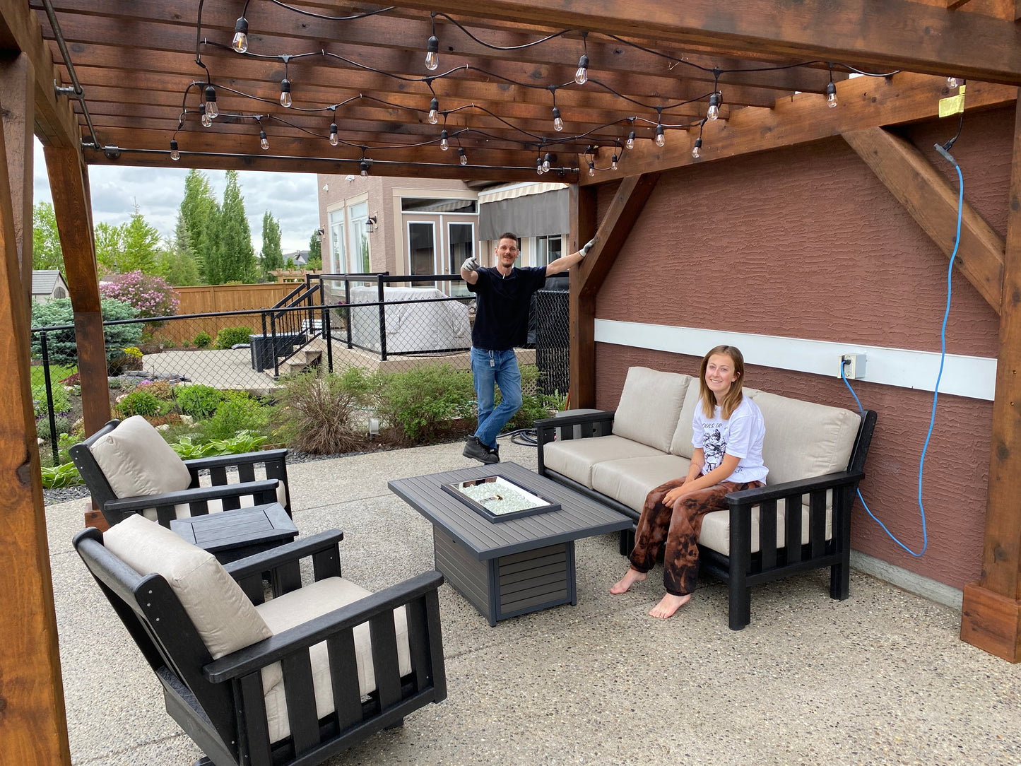 Outdoor Great Room Brooks Fire Table | The perfect solution for summer and fall gatherings.  Check out one today at any of our five locations: Burlington, Oakville, Etobicoke & Calgary