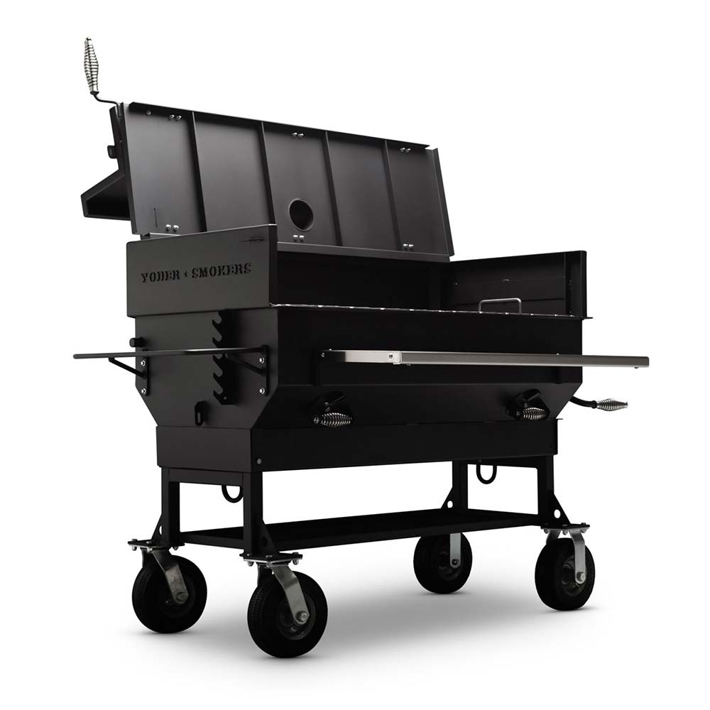 Yoder Flat Top 24"x48" Charcoal Grill Open Lid