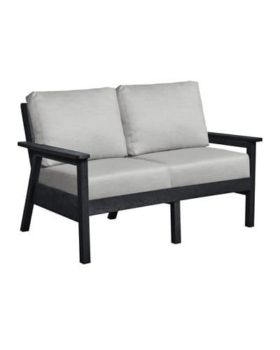 CRP Outdoor Living > Patio Furniture > Deep Seating Black / Canvas Granite C.R. Plastic Products Tofino Deep Seating  Love Seat with Sunbrella Cushions