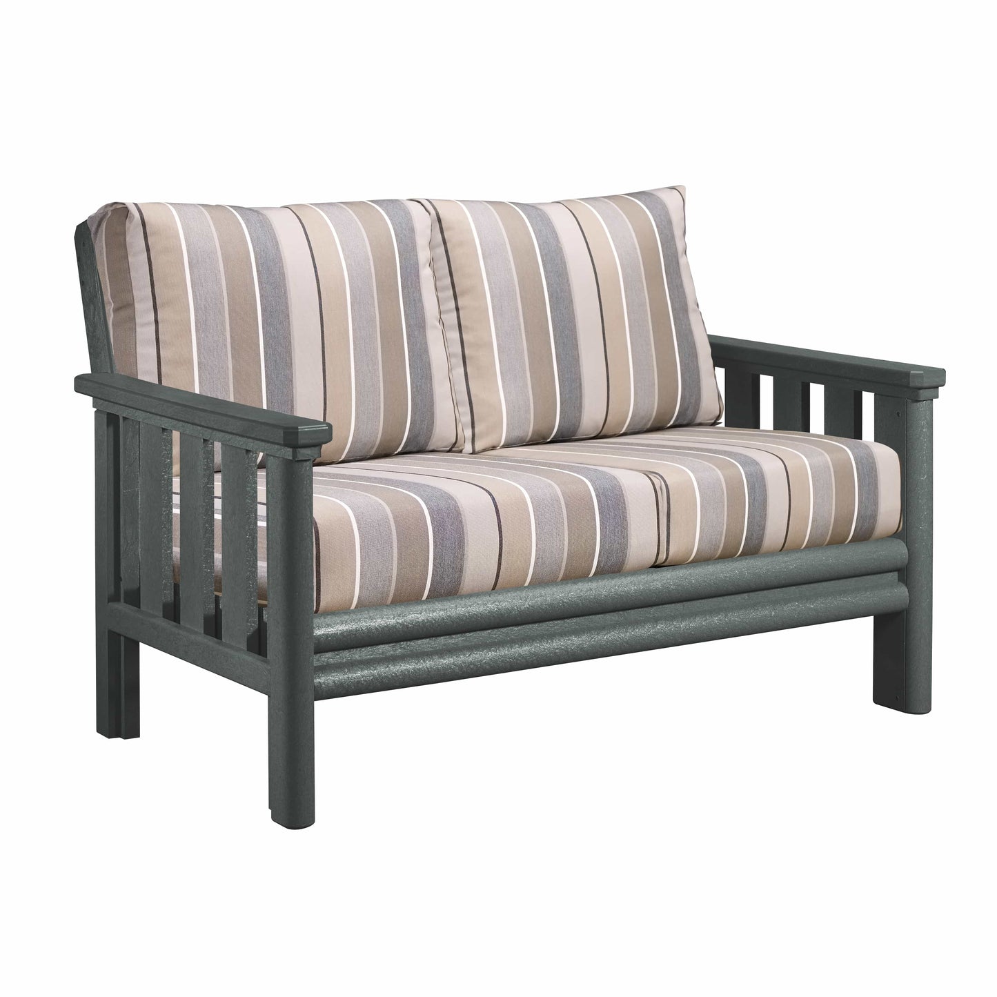 CRP Outdoor Living > Patio Furniture > Deep Seating Black / Milano Char C.R. Plastic Products Stratford Deep Seating Loveseat with Sunbrella Cushions