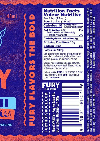 Fury Hot Sauce Barbecue Accessories > Food Prep > Sauces & Spices Fury Banh-Mi Hot Sauce - 5 oz