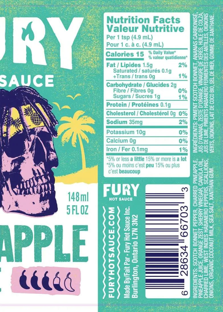 Fury Hot Sauce Barbecue Accessories > Food Prep > Sauces & Spices Fury Pineapple Yardie Hot Sauce - 5 oz