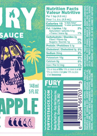Fury Hot Sauce Barbecue Accessories > Food Prep > Sauces & Spices Fury Pineapple Yardie Hot Sauce - 5 oz