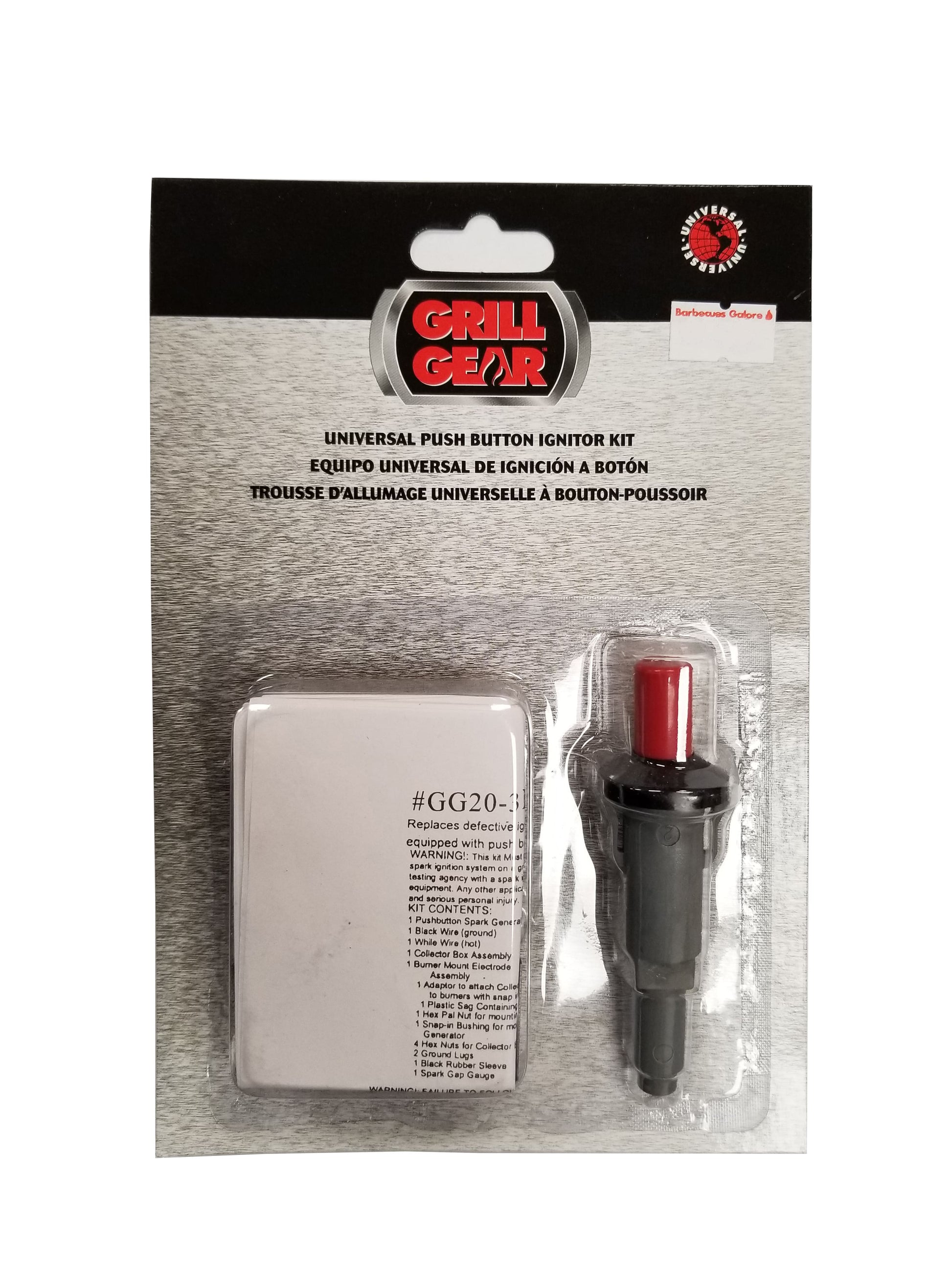 Grill Gear Barbecue Parts > Ignitors Universal Push Button Ignitor Kit