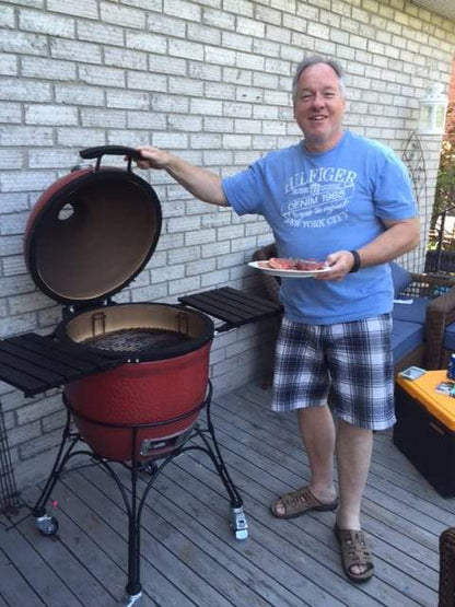 Kamado Joe Outdoor Cooking > Smokers > Charcoal Grills Kamado Joe Classic Joe II with Cart and Heat Deflector - Red 18" Ceramic Charcoal Grill