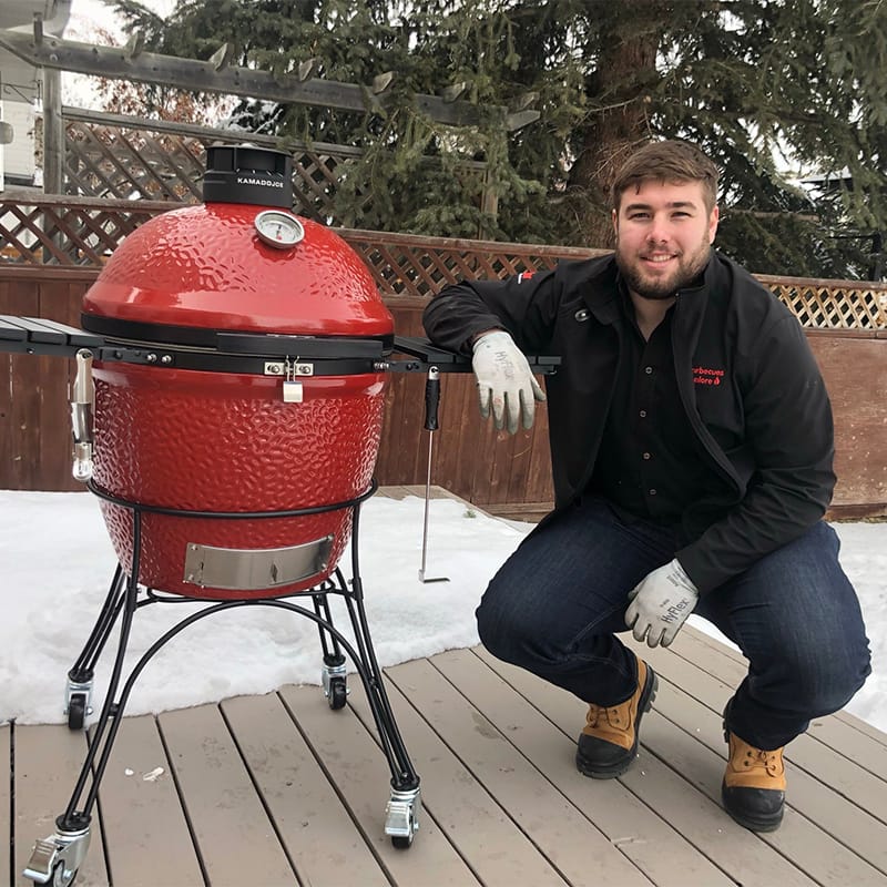 Kamado Joe Outdoor Cooking > Smokers > Charcoal Grills Kamado Joe Classic Joe II with Cart and Heat Deflector - Red 18" Ceramic Charcoal Grill