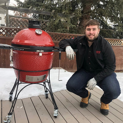 Kamado Joe Outdoor Cooking > Smokers > Charcoal Grills Kamado Joe Classic Joe II with Cart and Heat Deflector - Red 18" Ceramic Charcoal Grill