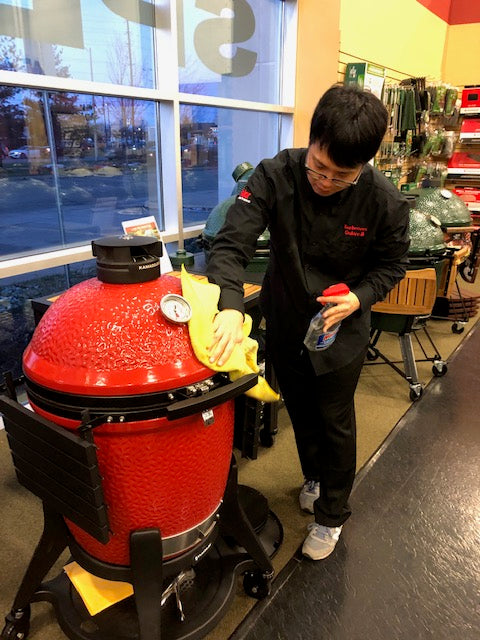 The Kamado Joe - Classic Joe III With Cart.  The perfect ceramic grill for summer time grilling. Available at Barbecues Galore: Burlington, Oakville, Etobicoke & Calgary
