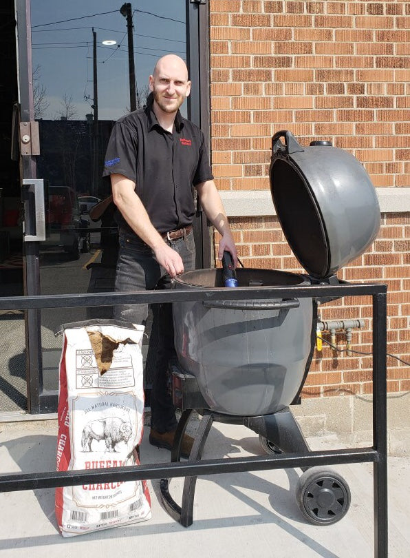 Broil King Keg 5000 Charcoal Barbecue | 911470 | Matt in our Etobicoke location getting the Keg fired up| Burlington, Oakville, Etobicoke & Calgary