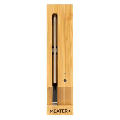 The Meater Plus Thermometer - with a 50 meter wifi radius. The perfect grilling accessory for birthdays and christmas. Order yours today with Barbecues Galore: Burlington, Oakville, Etobicoke & Calgary.