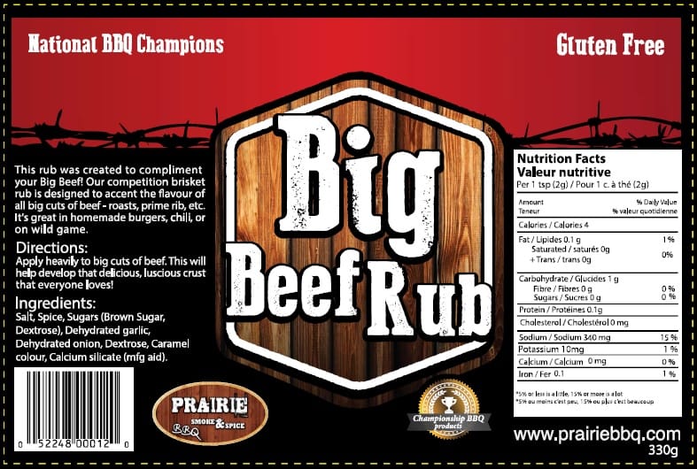 Prairie Smoke & Spice Edibles > Seasoning > Rub Prairie Smoke & Spice Big Beef Rub