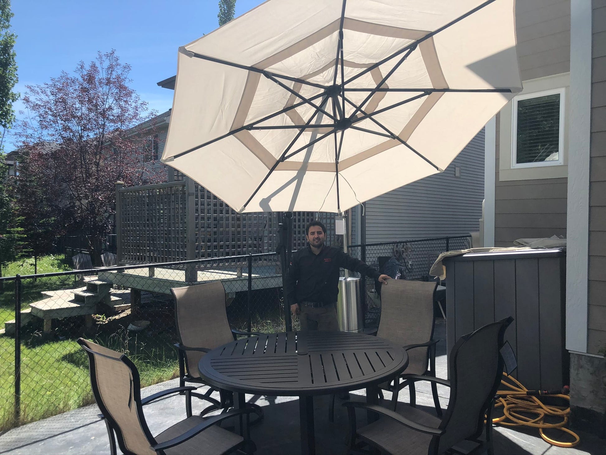 Treasure Garden Outdoor Living > Patio Furniture > Umbrellas > Cantilever TREASURE GARDEN AG25TR - 11.5 FT OCTAGON CANTILEVER UMBRELLA - BLACK FRAME