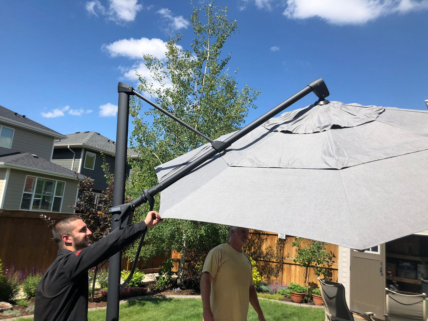 Treasure Garden Outdoor Living > Patio Furniture > Umbrellas > Cantilever TREASURE GARDEN AG25TR - 11.5 FT OCTAGON CANTILEVER UMBRELLA - BLACK FRAME