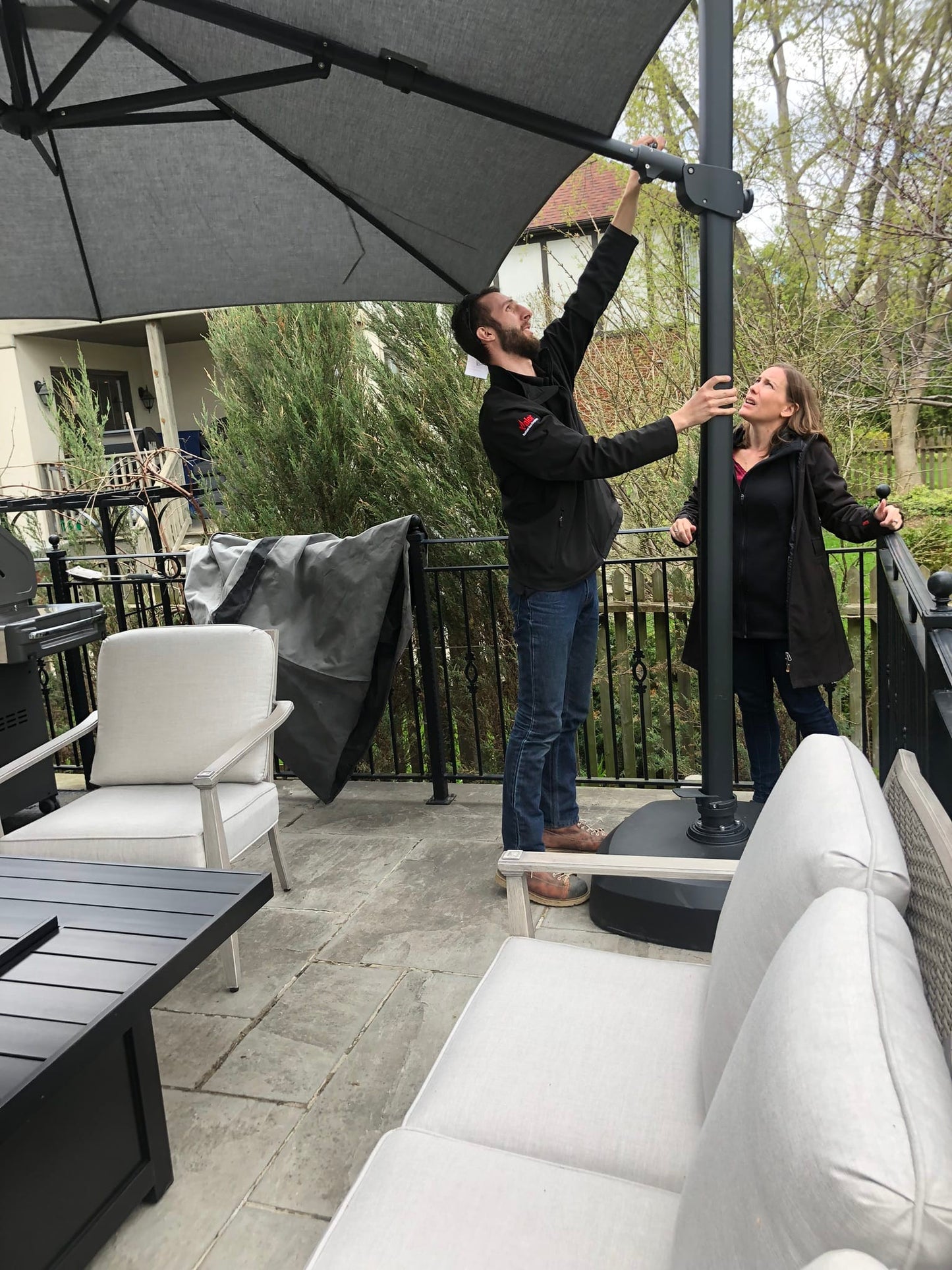 Treasure Garden Outdoor Living > Patio Furniture > Umbrellas > Cantilever TREASURE GARDEN AG25TR - 11.5 FT OCTAGON CANTILEVER UMBRELLA - BLACK FRAME