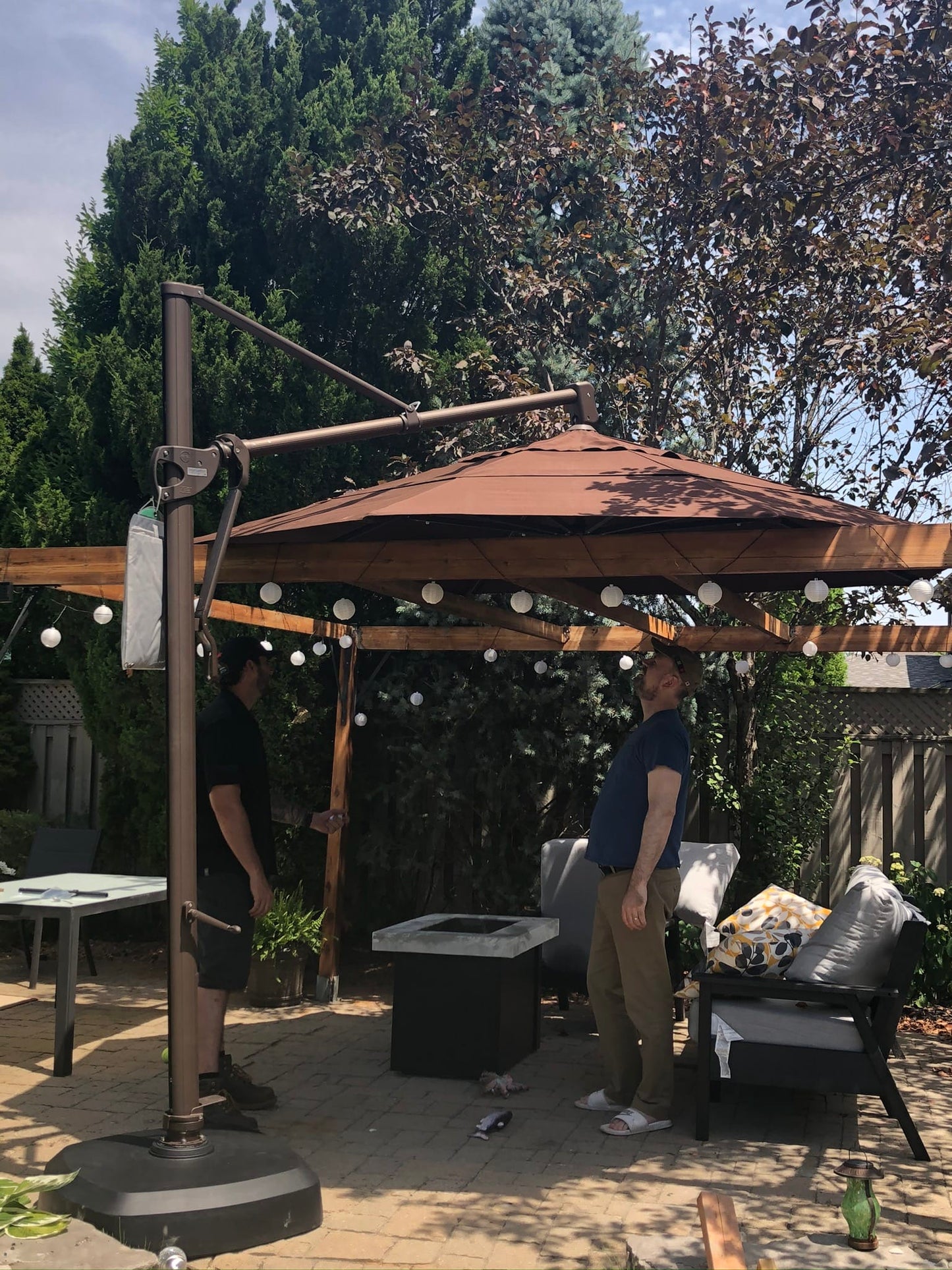 Treasure Garden Outdoor Living > Patio Furniture > Umbrellas > Cantilever TREASURE GARDEN AG25TR - 11.5 FT OCTAGON CANTILEVER UMBRELLA - BLACK FRAME