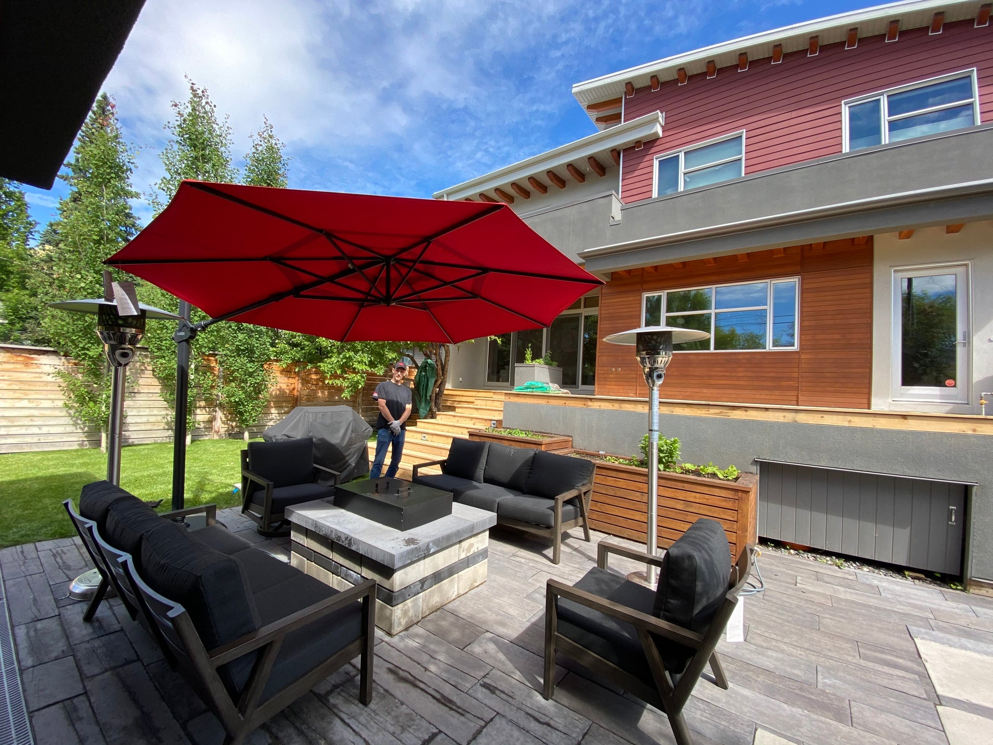 Treasure Garden Outdoor Living > Patio Furniture > Umbrellas > Cantilever TREASURE GARDEN AG25TR - 11.5 FT OCTAGON CANTILEVER UMBRELLA - BLACK FRAME