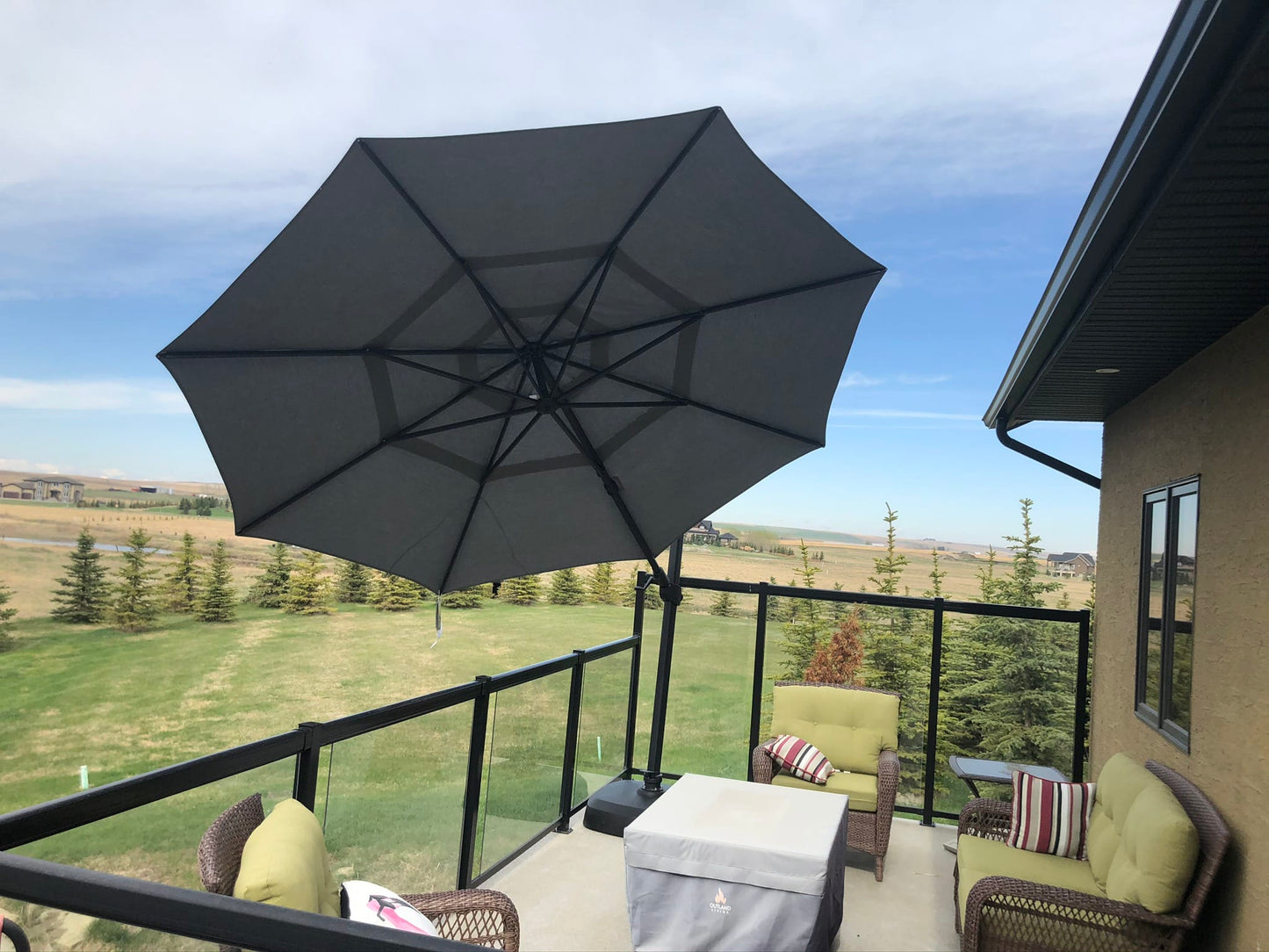 Treasure Garden Outdoor Living > Patio Furniture > Umbrellas > Cantilever TREASURE GARDEN AG25TR - 11.5 FT OCTAGON CANTILEVER UMBRELLA - BLACK FRAME