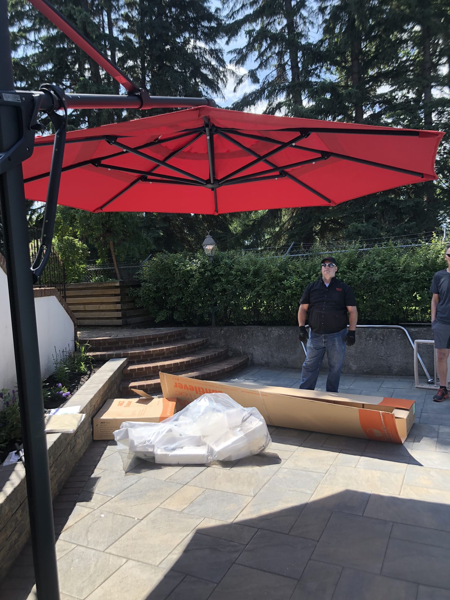 Treasure Garden Outdoor Living > Patio Furniture > Umbrellas > Cantilever TREASURE GARDEN AG25TR - 11.5 FT OCTAGON CANTILEVER UMBRELLA - BLACK FRAME