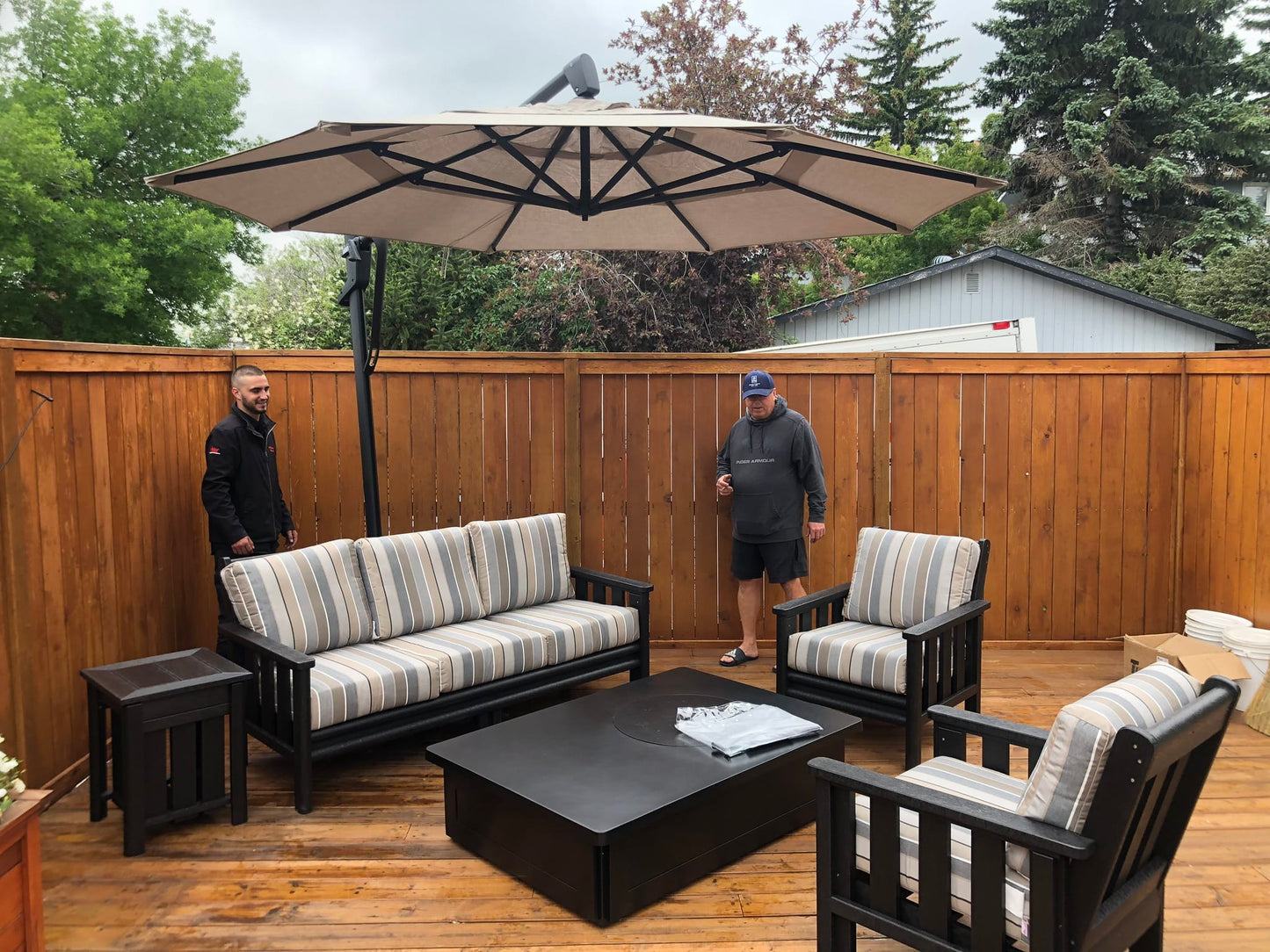 Treasure Garden Outdoor Living > Patio Furniture > Umbrellas > Cantilever TREASURE GARDEN AG25TR - 11.5 FT OCTAGON CANTILEVER UMBRELLA - BLACK FRAME