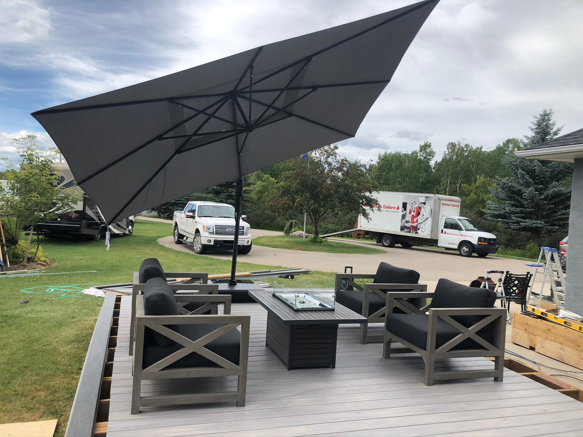 Treasure Garden Outdoor Living > Patio Furniture > Umbrellas > Cantilever Treasure Garden AG25TSQR - 10 ft. tall Square Cantilever Umbrella - Black Frame