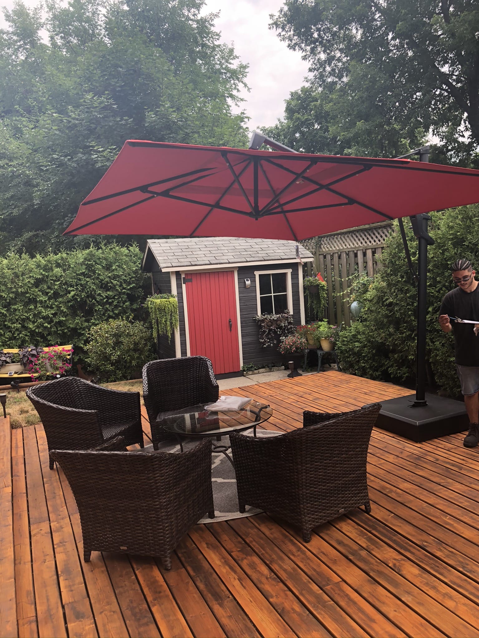 Treasure Garden Outdoor Living > Patio Furniture > Umbrellas > Cantilever Treasure Garden AG25TSQR - 10 ft. tall Square Cantilever Umbrella - Black Frame